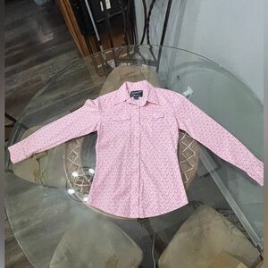Men’s Wrangler  pink and white paisley pearl snap breast cancer size Small